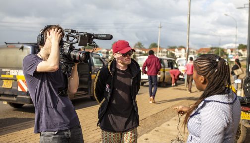 A woman is interviewed on video in Nairobi, Kenya.